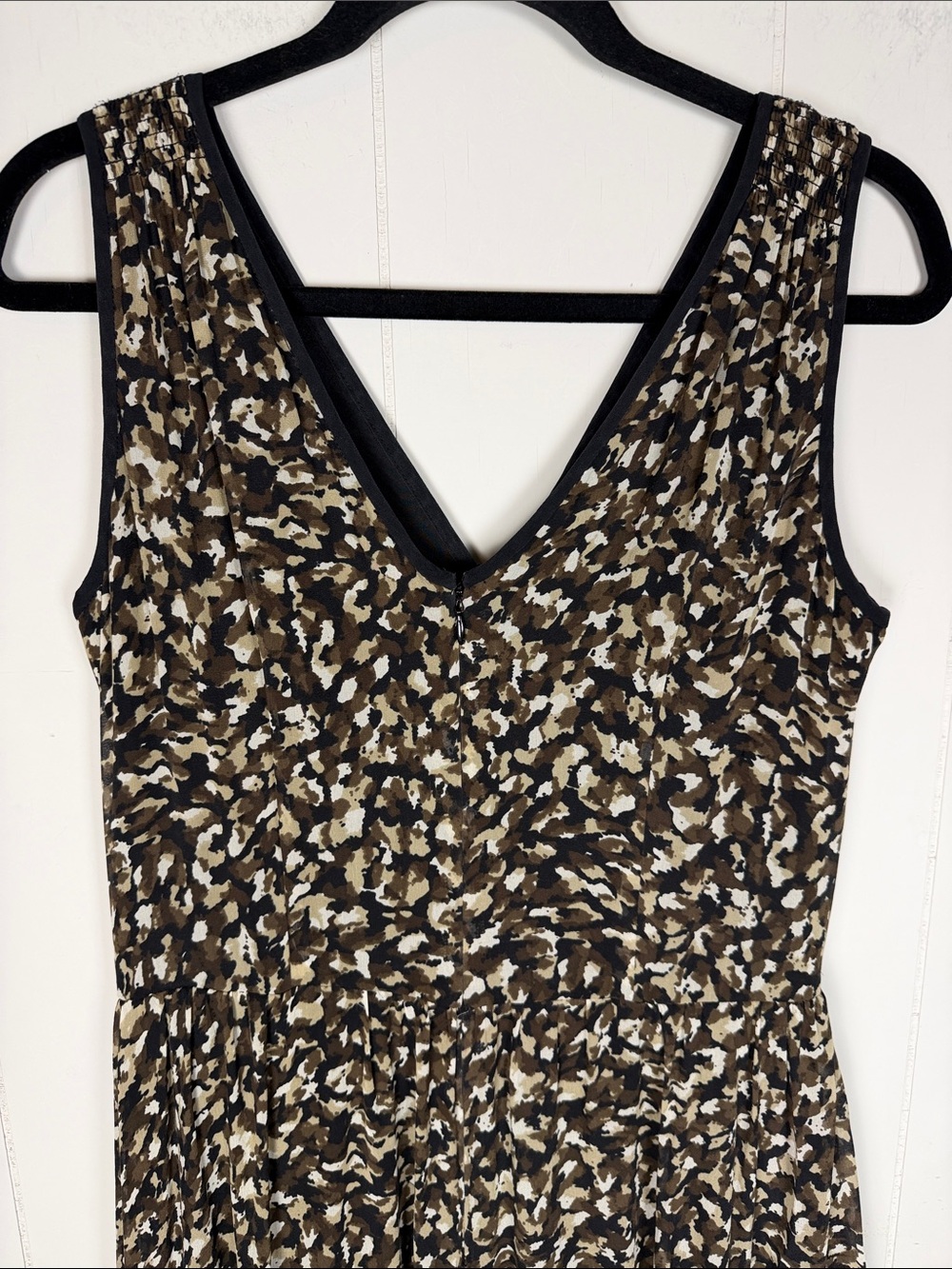 Talbots Pure Silk Vintage Faux Wrap Abstract Camo Print Midi Dress Size 10 - Picture 6 of 15